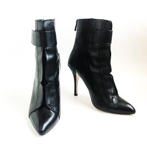 POUR LA VICTOIRE Onyx Black Lace-Up Pointed Toe Bootie Boots